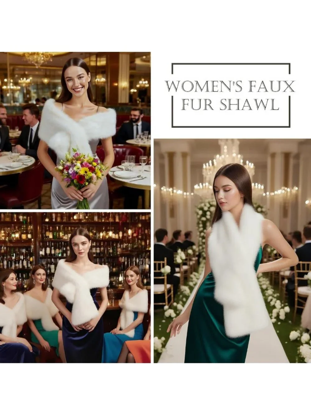 Chic Faux Fur Shawl Wrap for Women | Sleeveless Winter Neck Warmer & Bridal